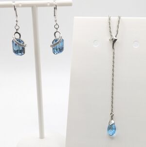 Blue Crystal Earrings And Necklace